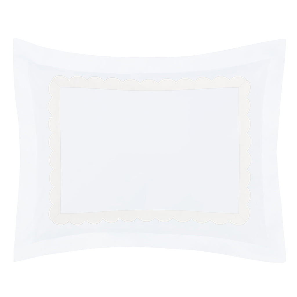 Camellia Ivory Scalloped Percale Sham