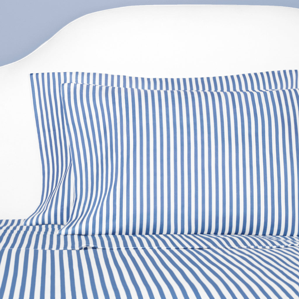 Capri Blue Striped Sheet Set (Fitted, Flat, & Pillow Cases)
