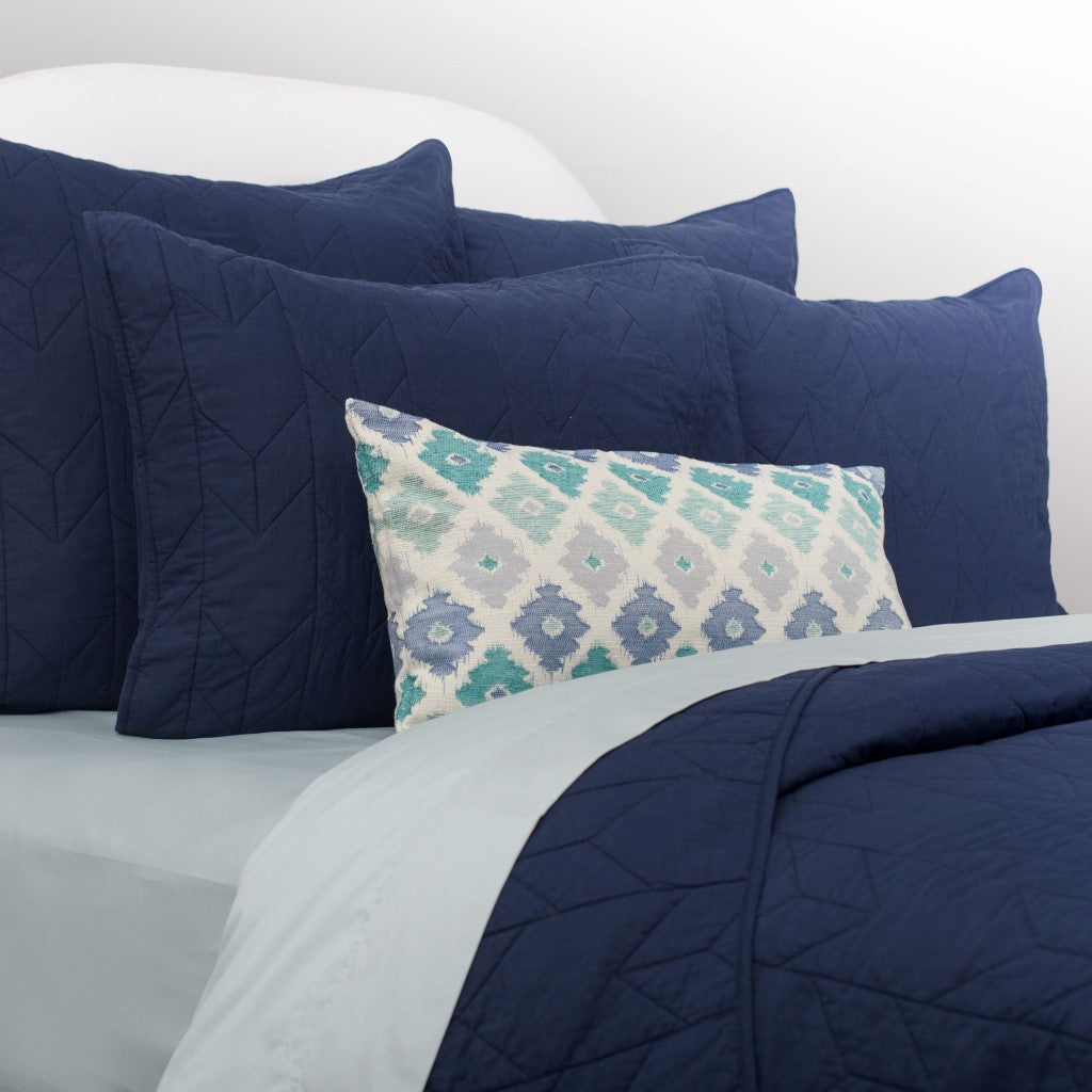 Navy Cotton Quilt And Sham Chevron Navy Blue Crane Canopy