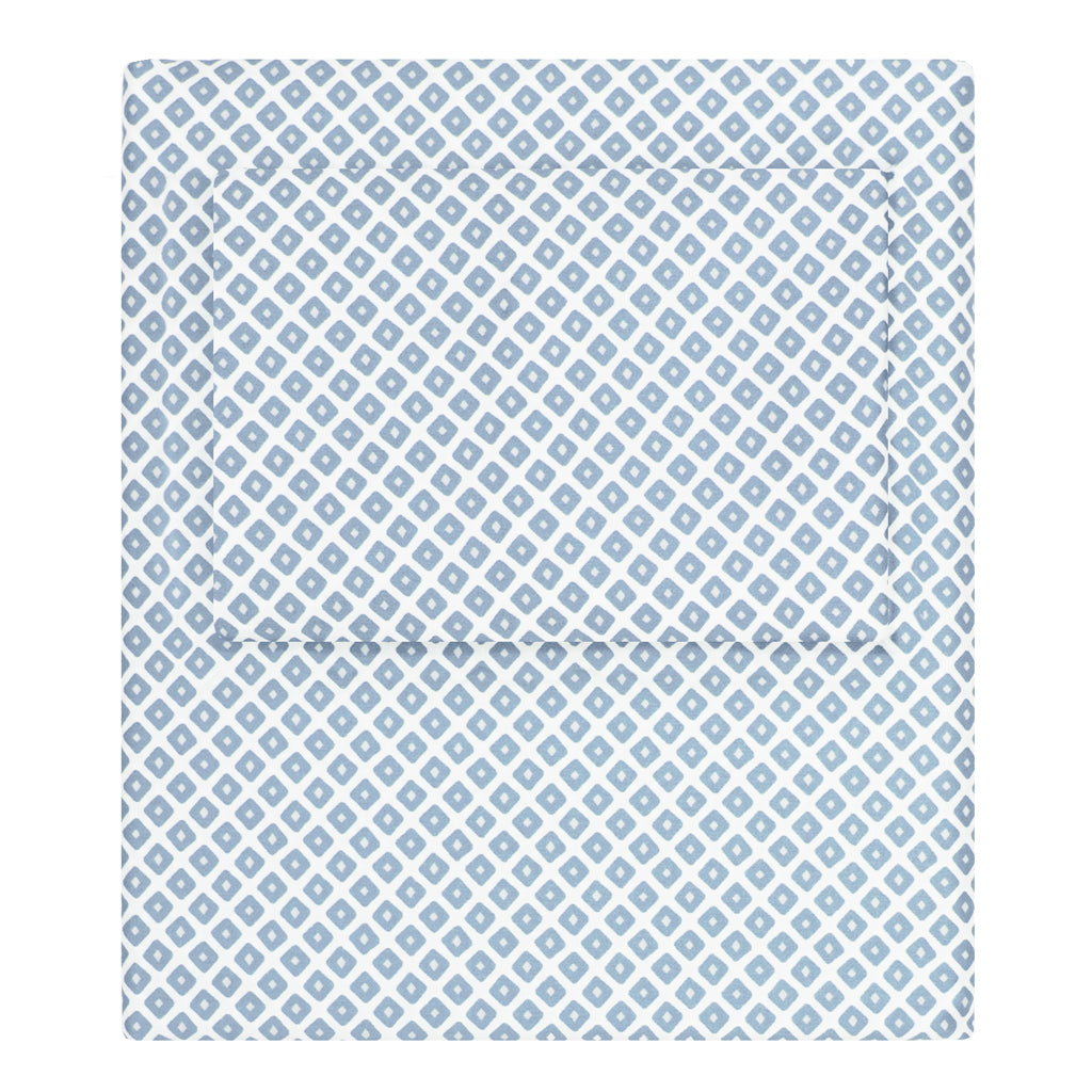 Product image for French Blue Diamonds Sheet Set (Fitted, Flat, & Pillow Cases)