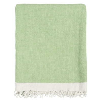 The Green Solid Linen Throw | Crane & Canopy
