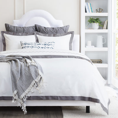 White And Charcoal Grey Bedding The Linden Charcoal Grey