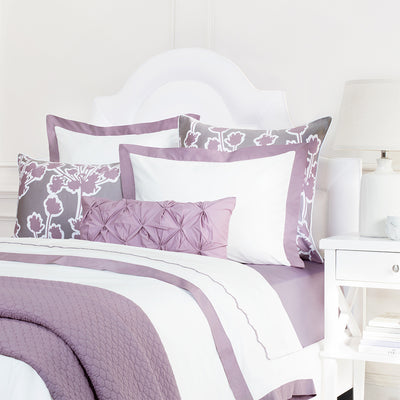 White And Light Purple Duvet The Linden Lilac Crane Canopy