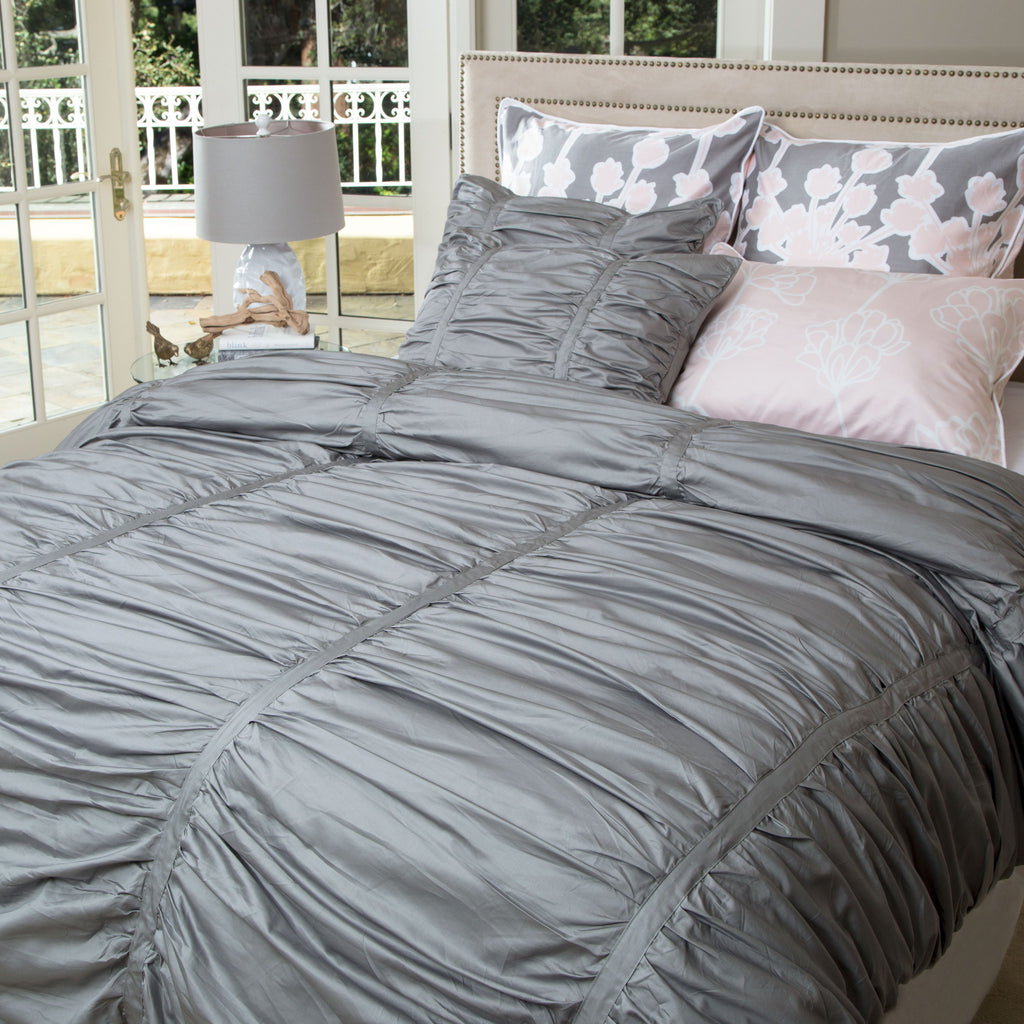 Gray Ruched Duvet Cover The Mirabel Gray Crane Canopy