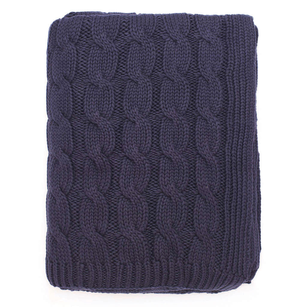 The Navy Large Cable Knit Throw Crane Canopy