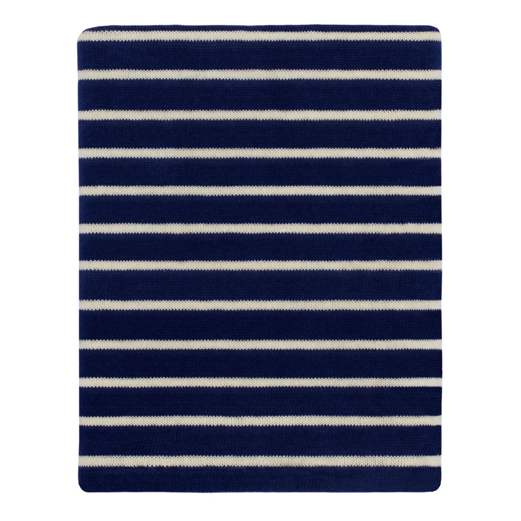 Navy Nautical Stripes Patterned Throw