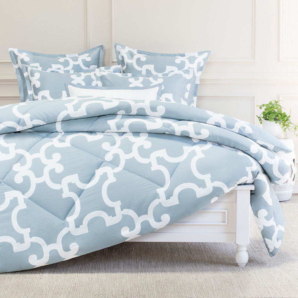 Blue And White Printed Comforter The Noe Blue Comforter Crane Canopy