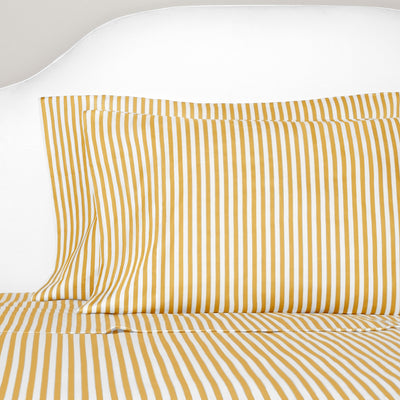 Ochre Striped Sheet Set (Fitted, Flat, & Pillow Cases) | Crane & Canopy