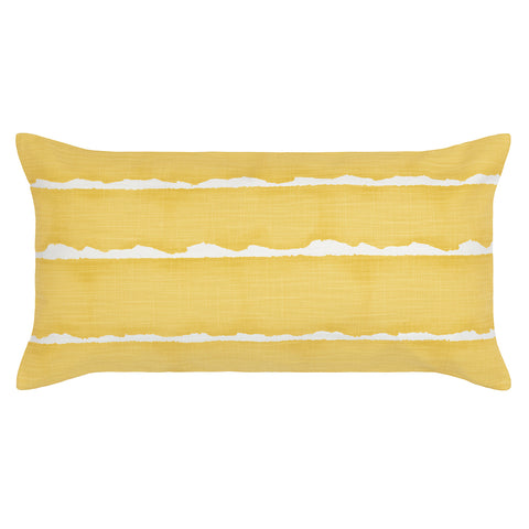 Mustard Yellow Grey White Striped Lumbar Pillows Linen Textured