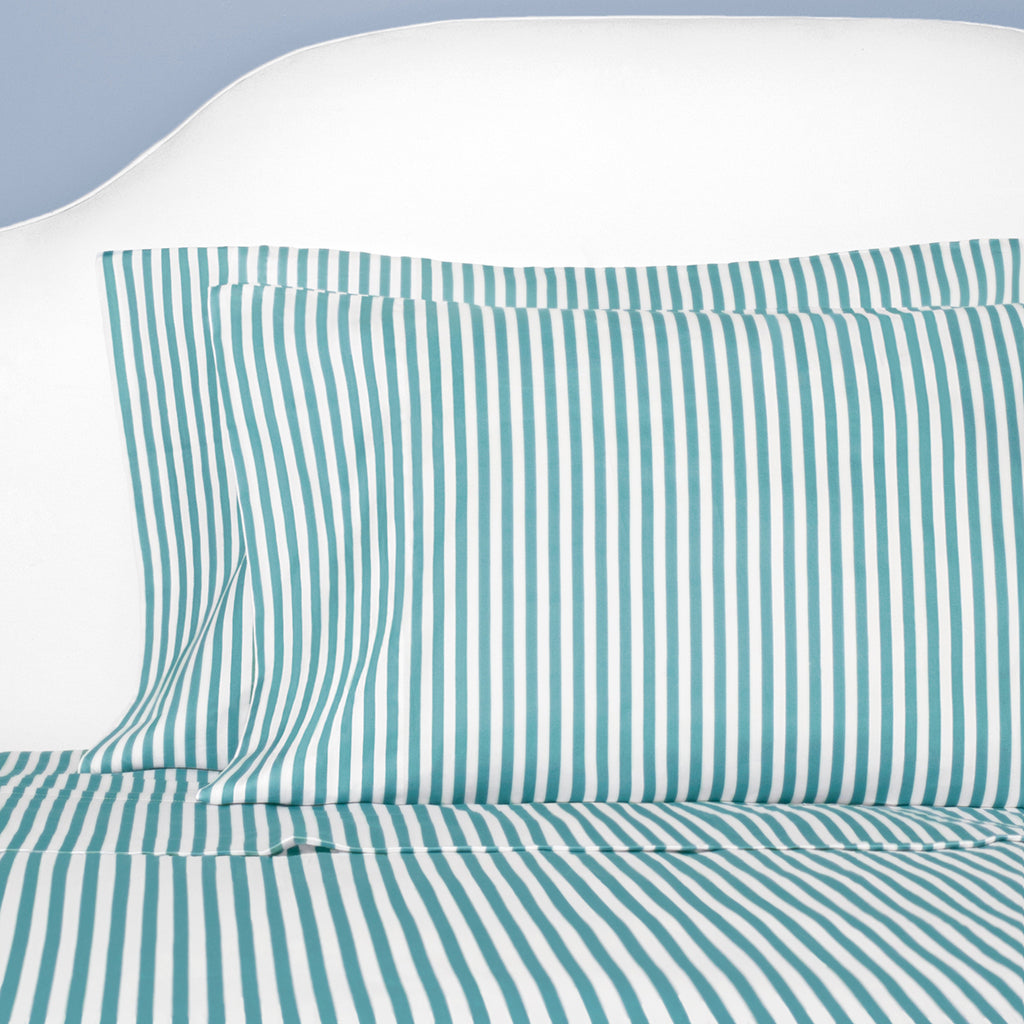 Turquoise Striped Sheet Set (Fitted, Flat, & Pillow Cases)