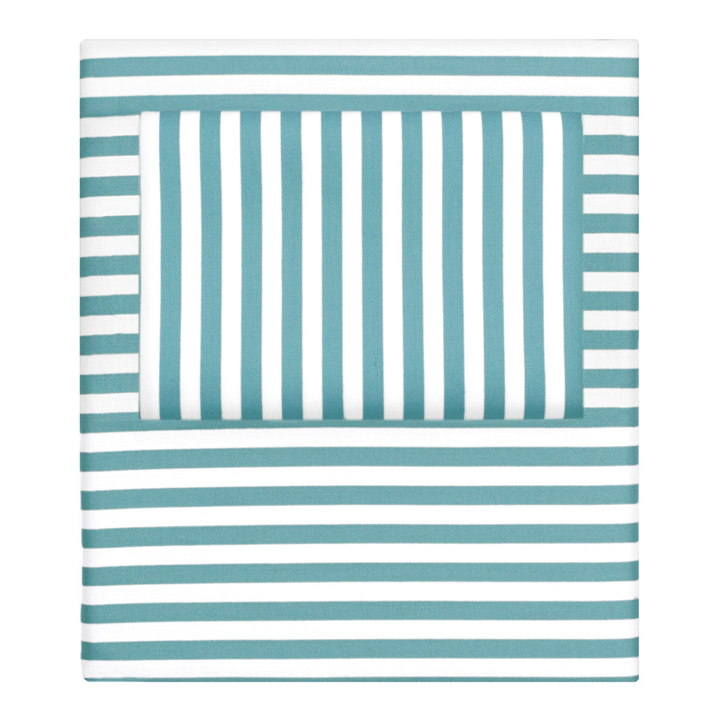 Turquoise Striped Flat Sheet