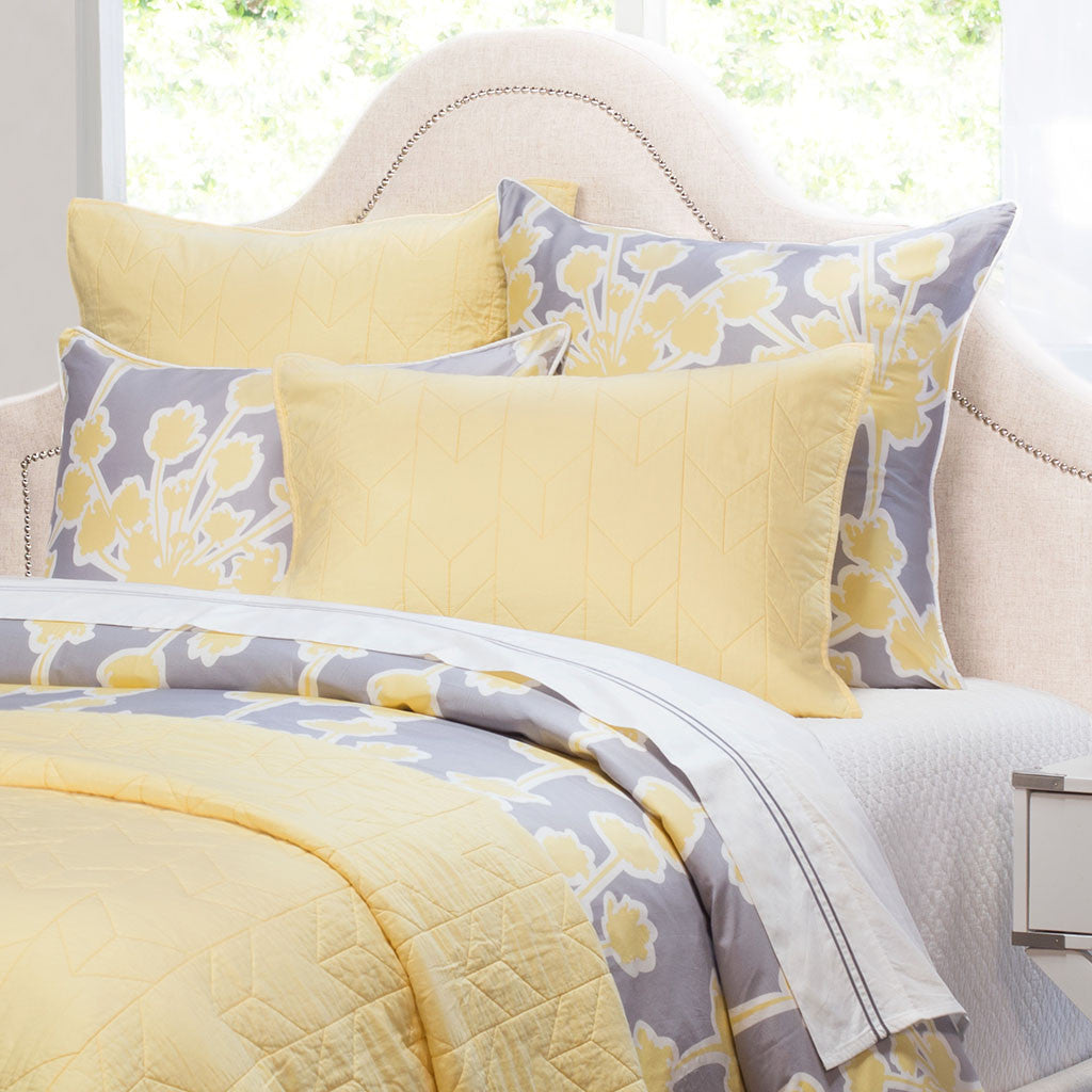 Yellow Cotton Quilt And Sham Chevron Yellow Crane Canopy