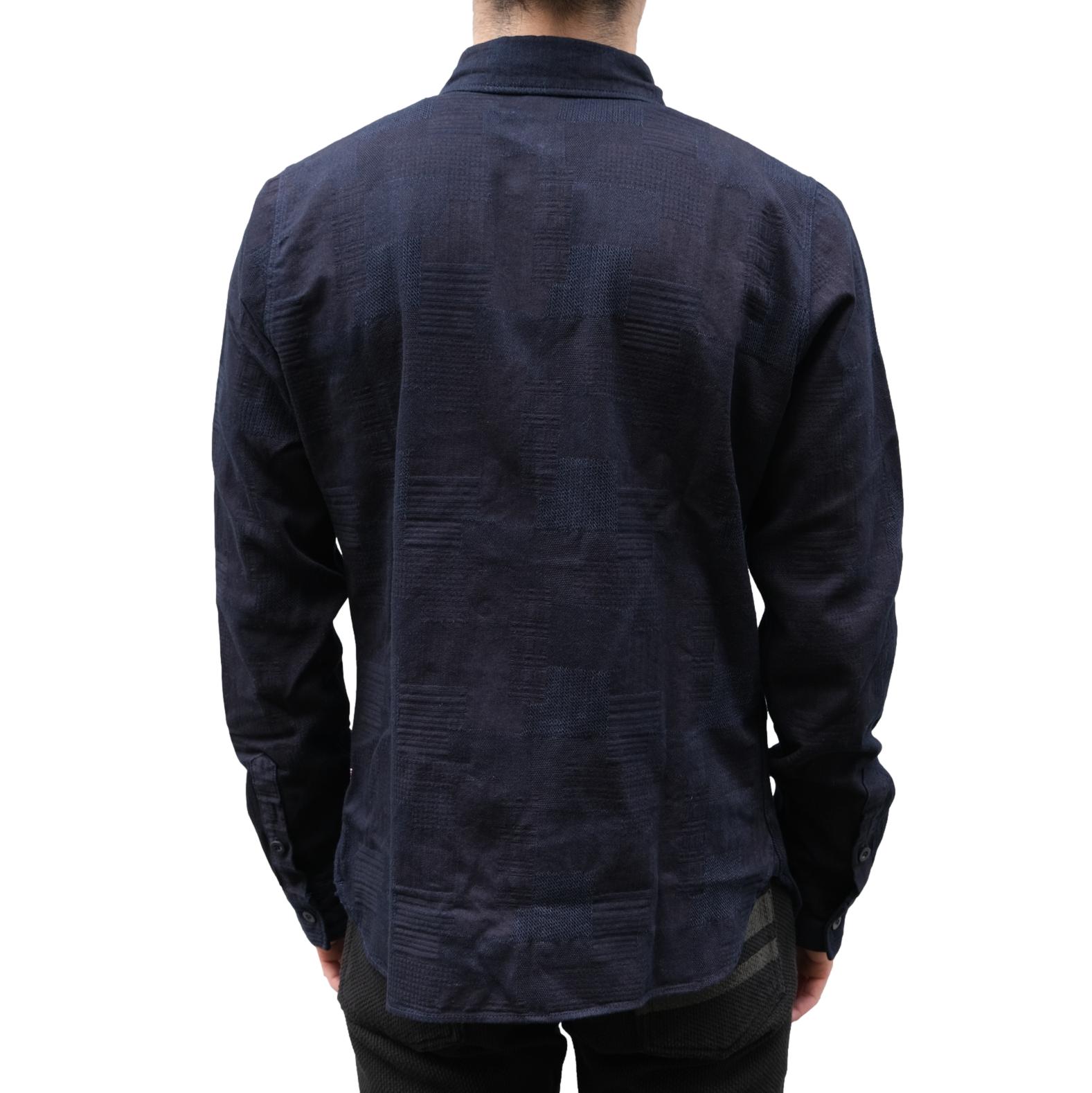 Pure Blue Japan Indigo Jacquard Patchwork Shirt - Okayama Denim