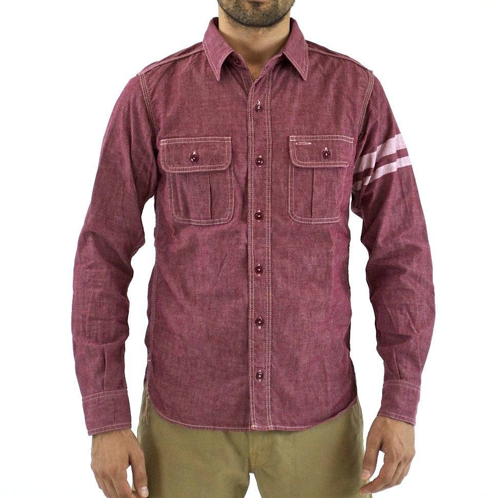 denim shirt red