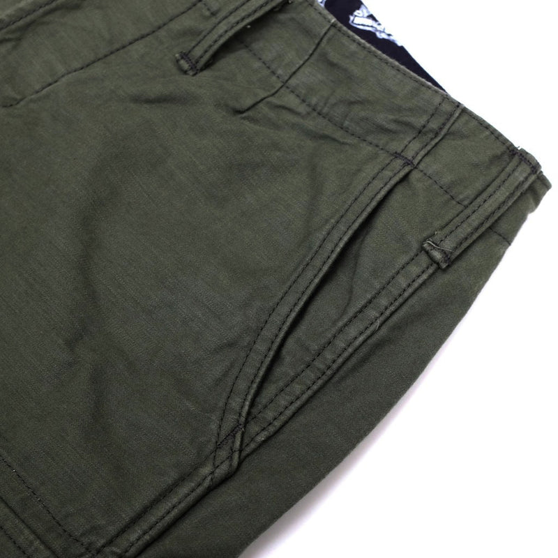Momotaro Back Satin Olive Cargo Pants (Slim Tapered) - Okayama Denim