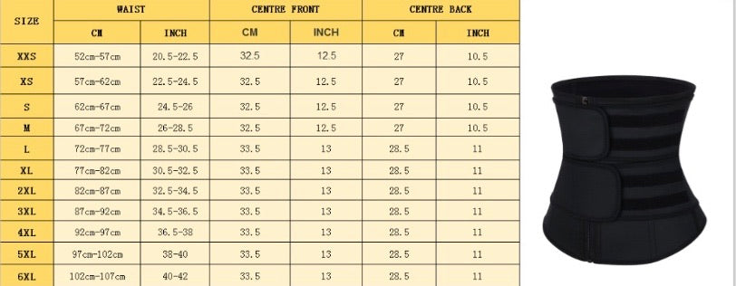 Waist Trainer Size Chart – lady rollnation fitness