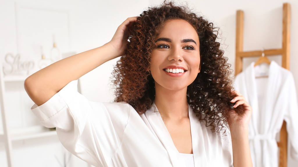 curly hair happy women