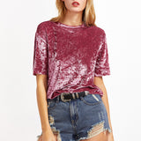 Gold Velvet Short-sleeved T-shirt Top