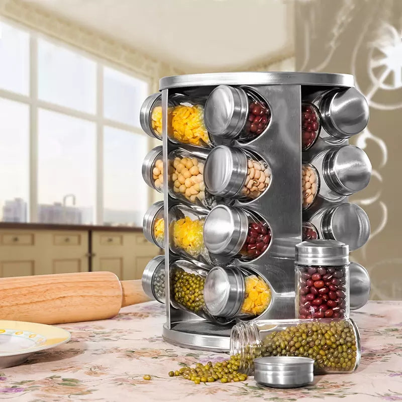 Countertop Spice Rack Masala Box Stainless Steel Seasoning