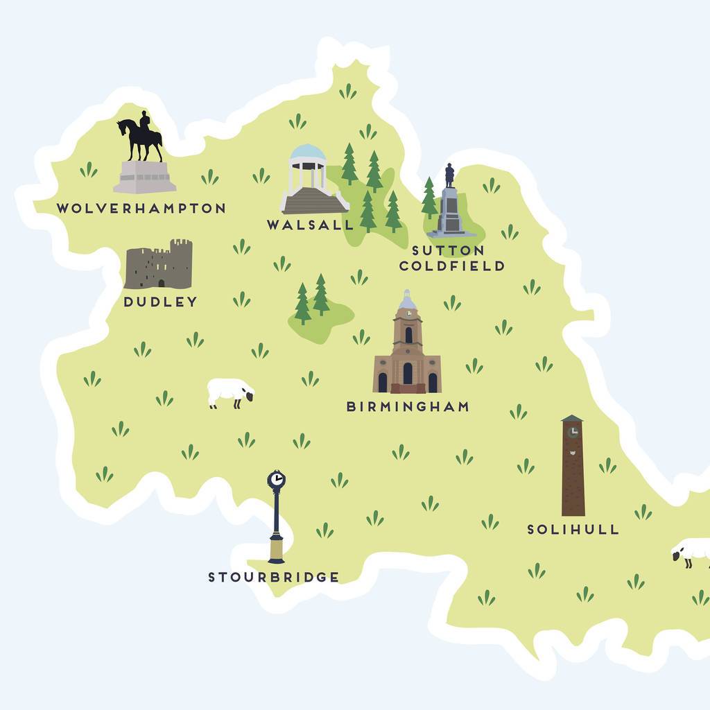 West Midlands Map – Pepper Pot Studios