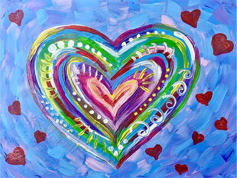 DIY Abstract Heart Painting and a Fun Paint Party