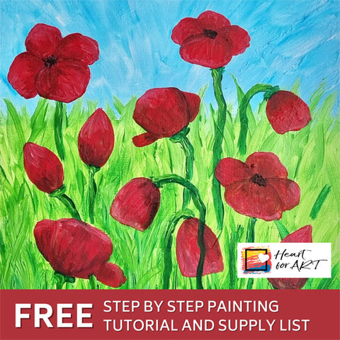 Free painting tutorial - Learn to paint Spring Poppies