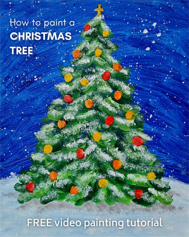 Step by step Christmas Tree painting with Heart for Art