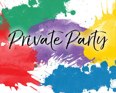 Private Party banner with paint splotches