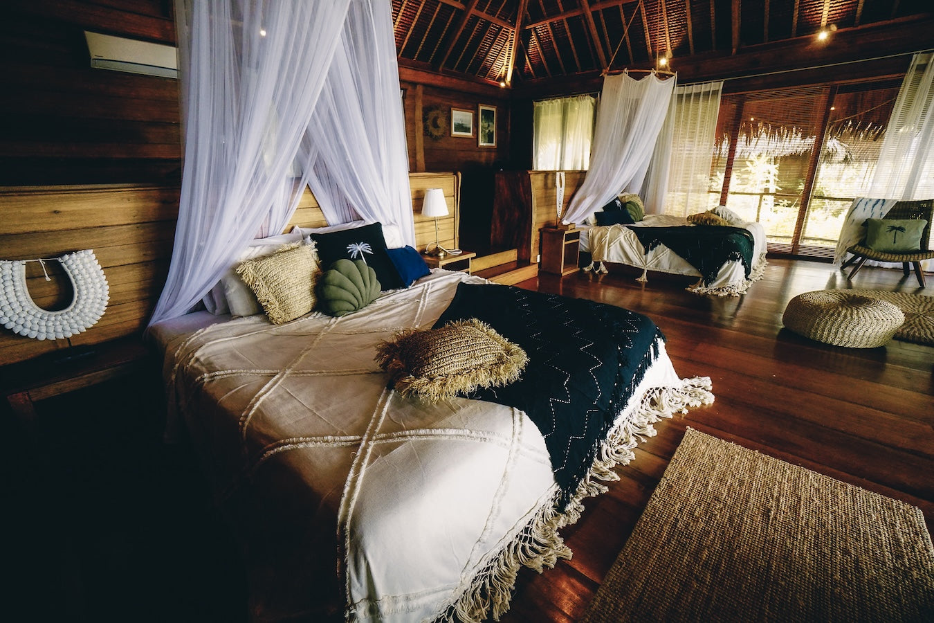 Interior view of the accommodations at Alaia Mentawai
