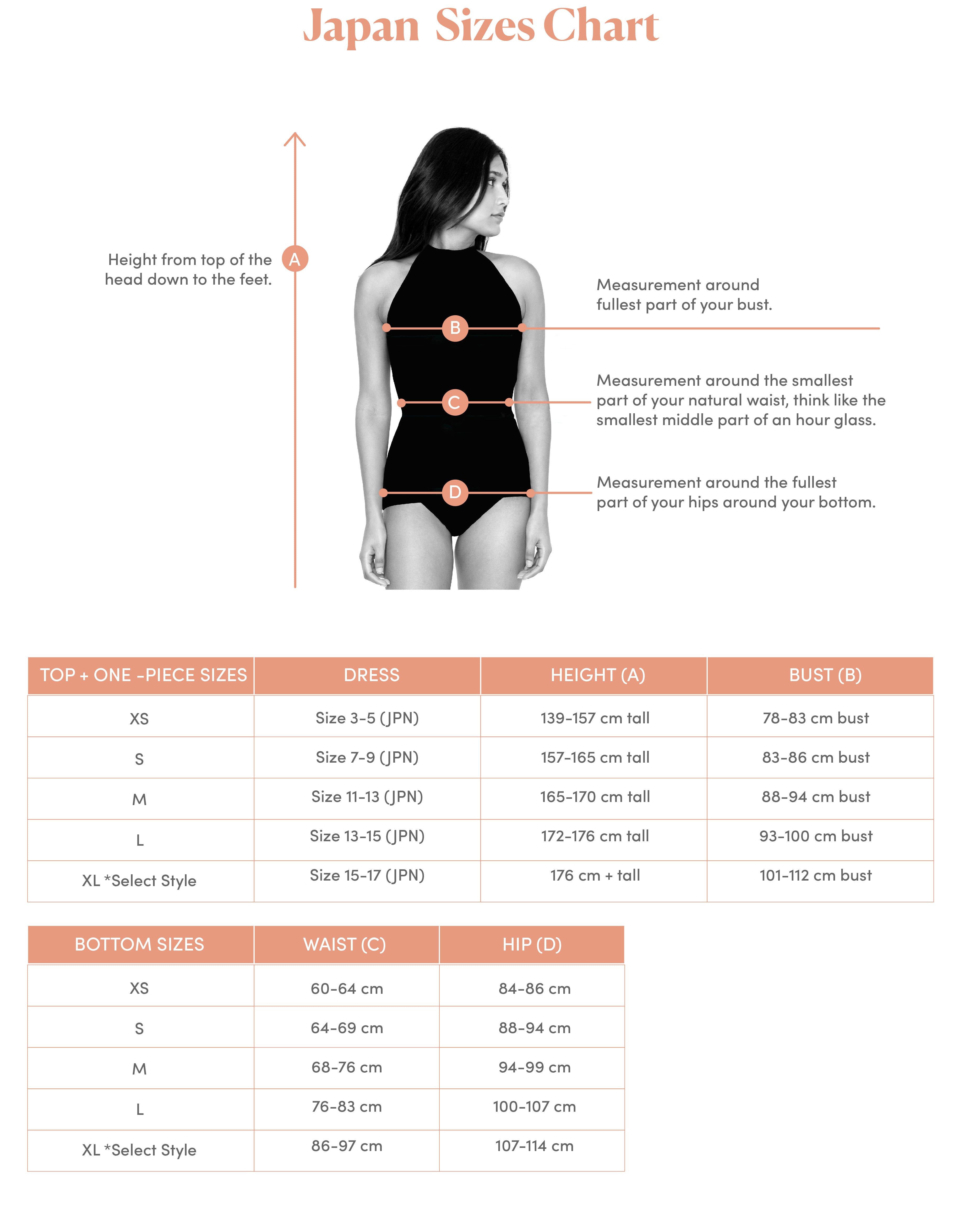 Women's Bathing Suit And Resort Wear Sizing Chart – Hermoza