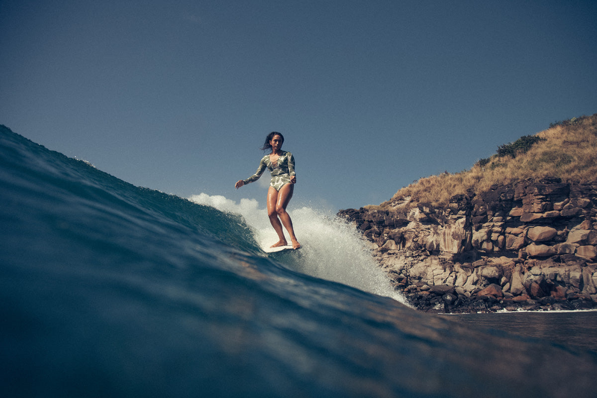 Mele Saili wears the Solanas Surf Suit in Folia.