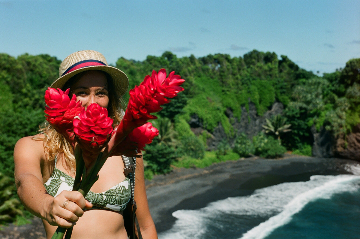 Sierra Lerback on the Road to Hana, wearing the Ines Bikini top. 