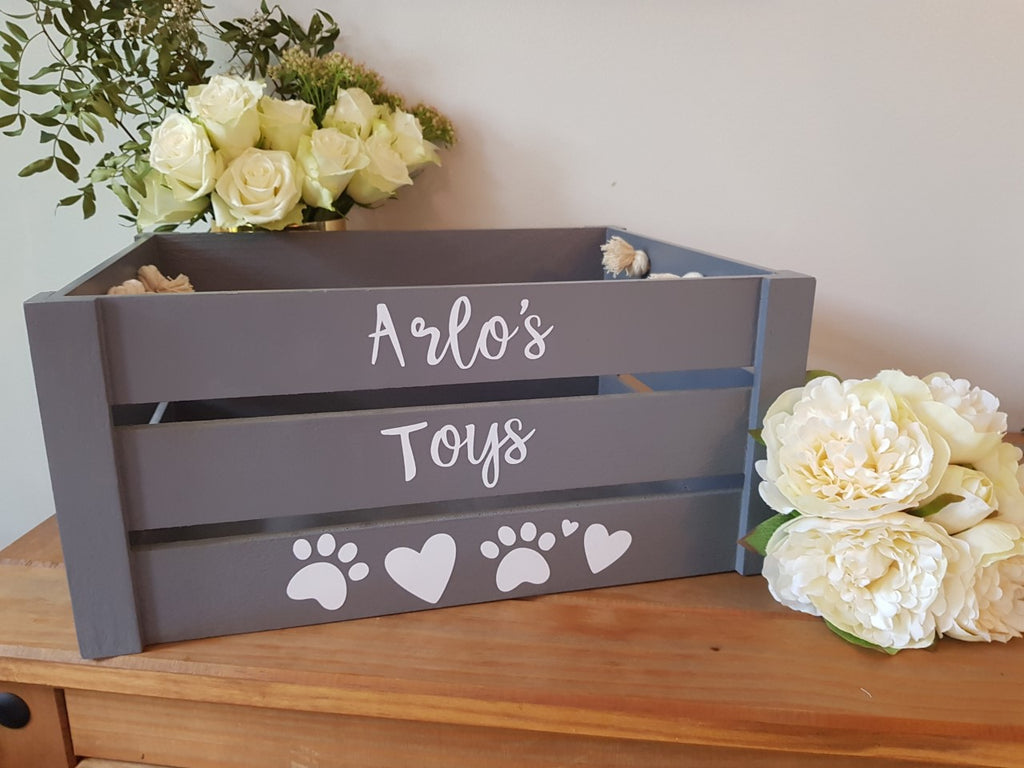 wooden toy box grey