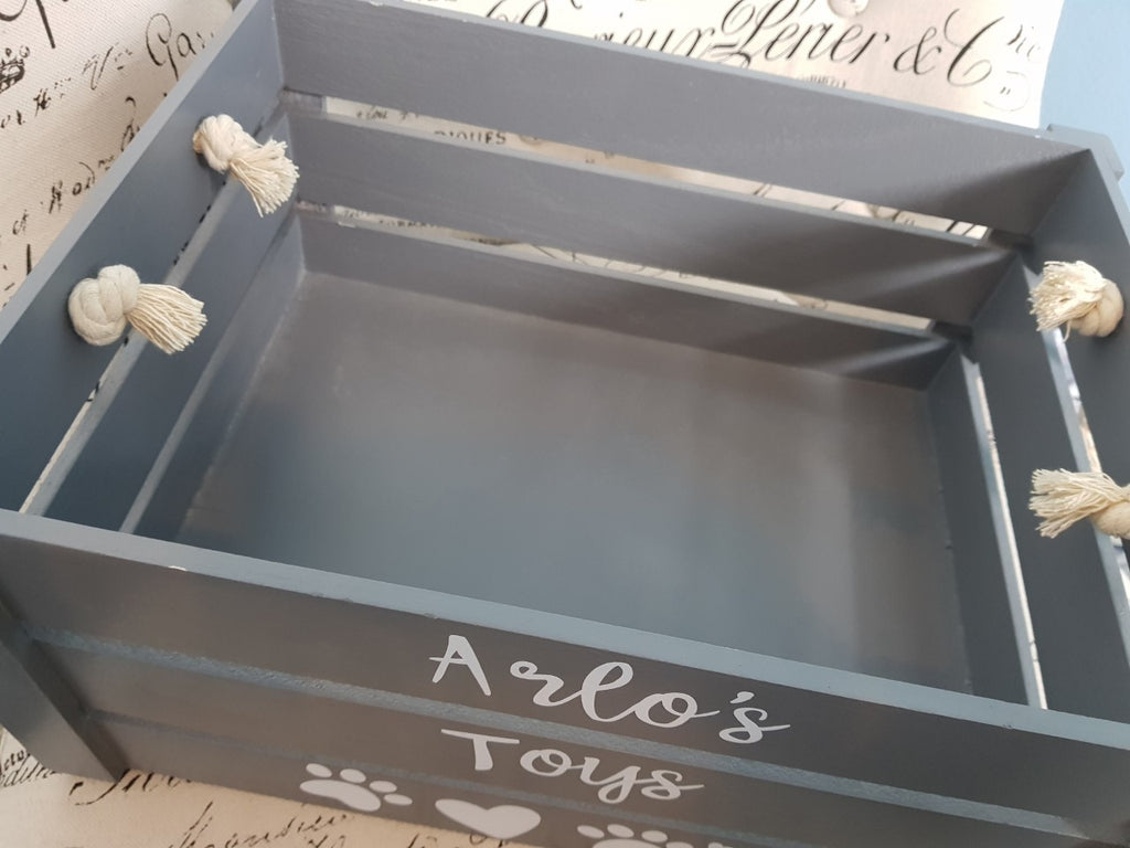 wooden toy box grey