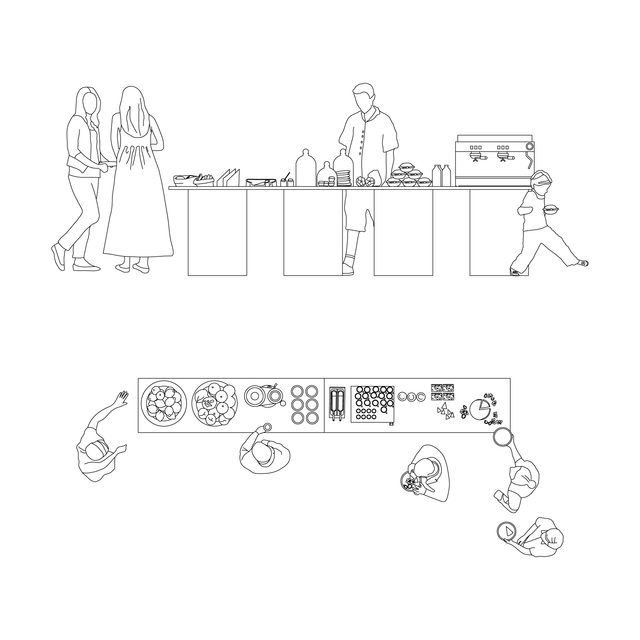 CAD & Vector Buffet at Hotel's Restaurant Set (Top, Side View) | Studio  Alternativi