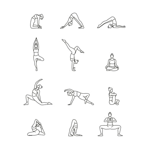 CAD and vector Yoga poses with names - Free download – Studio Alternativi