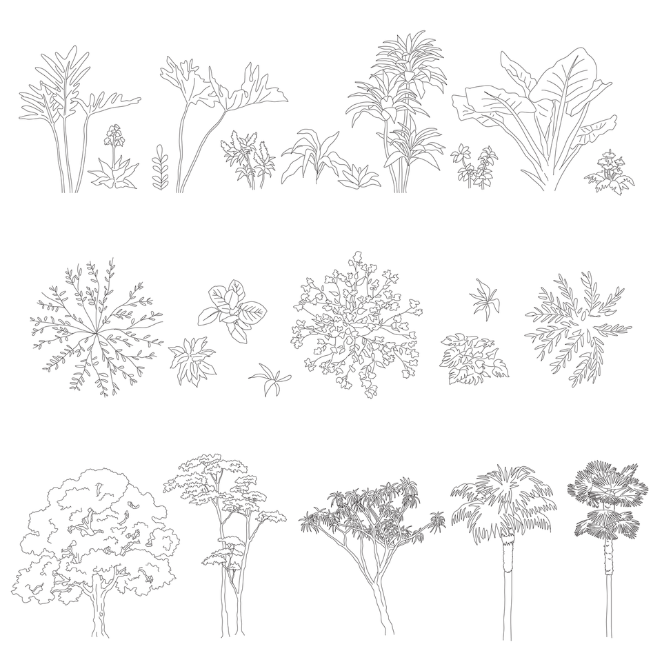 free download cad blocks trees and plants