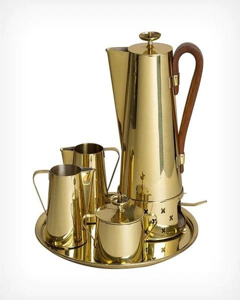 Hillairy Gold Finish Modern Tea Set Severware
