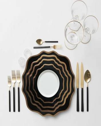 Susan Black Gold Fine Dining Plates