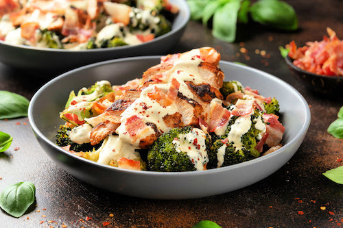 Lower Carb - Chicken in Champagne Bacon Cream Sauce, Vegetables
