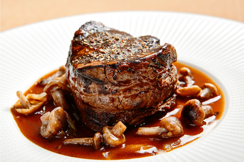 Filet Mignon, Whiskey Smoked Onions & Potatoes, Marchand de Vin Sauce