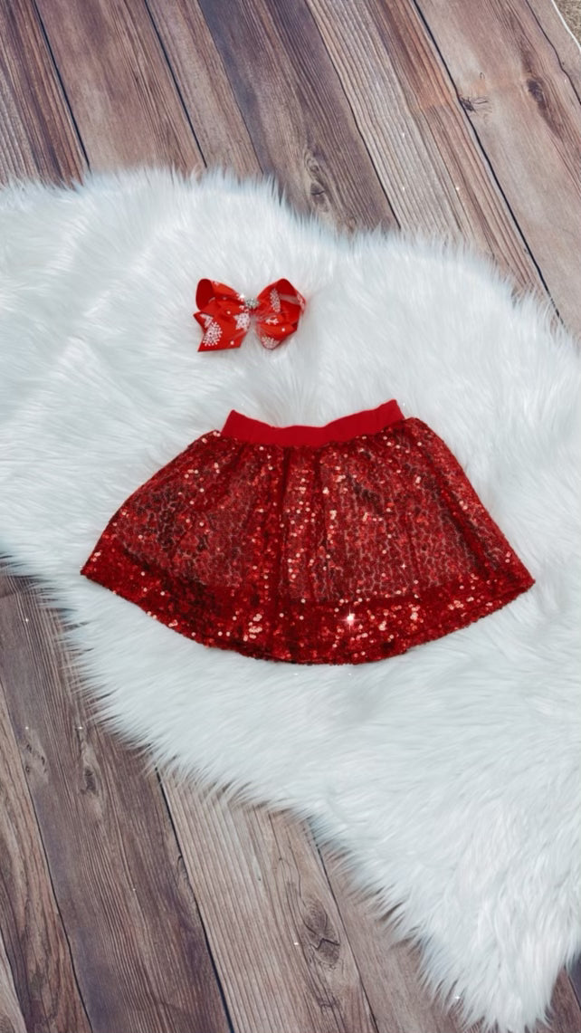 Red Sequin Skirt