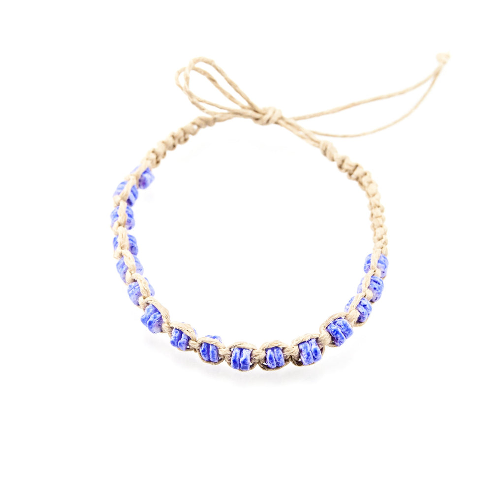 Blue Puka Shell Beads on Hemp Anklet Bracelet – BlueRica