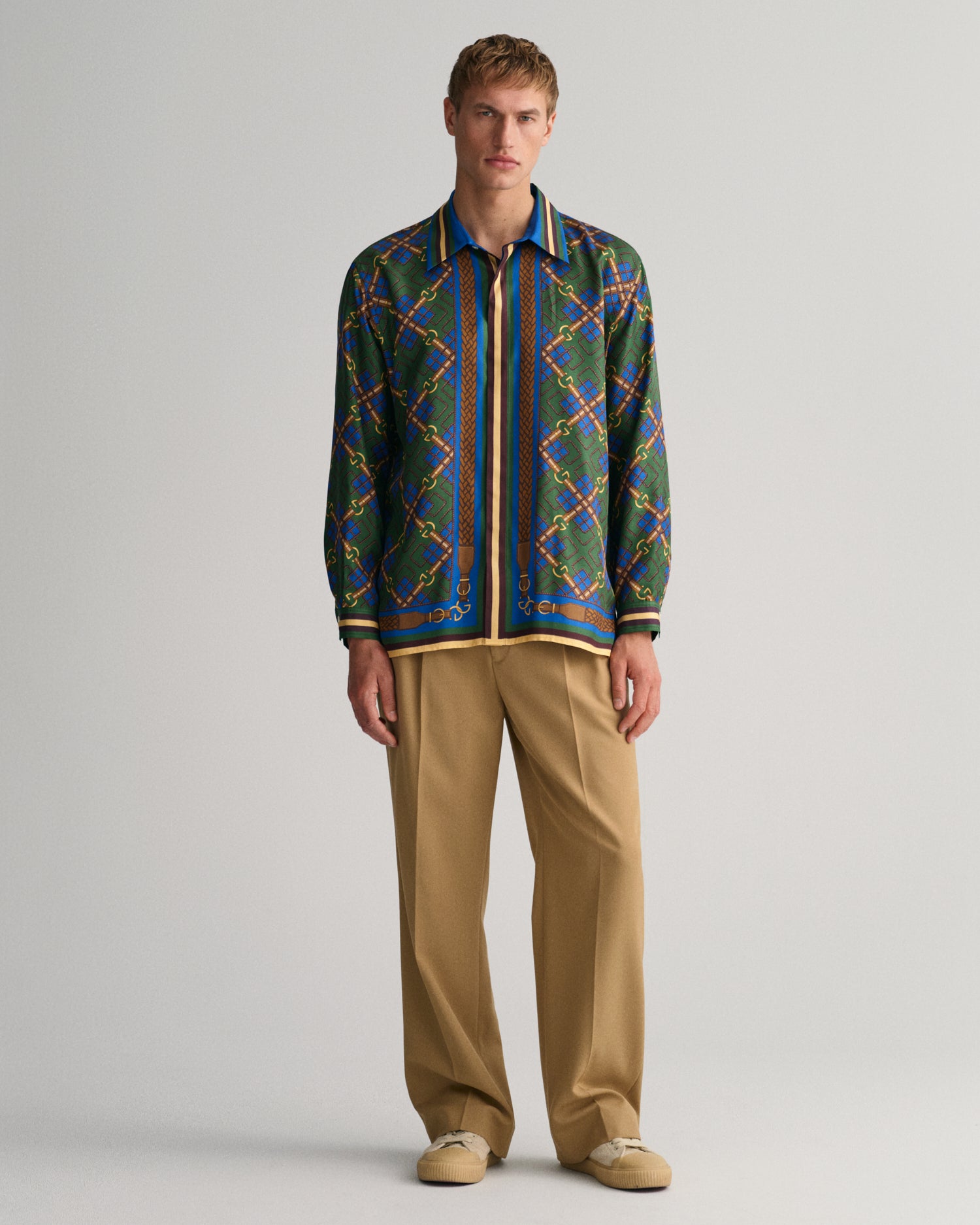 Relaxed Fit Medallion Silk Shirt