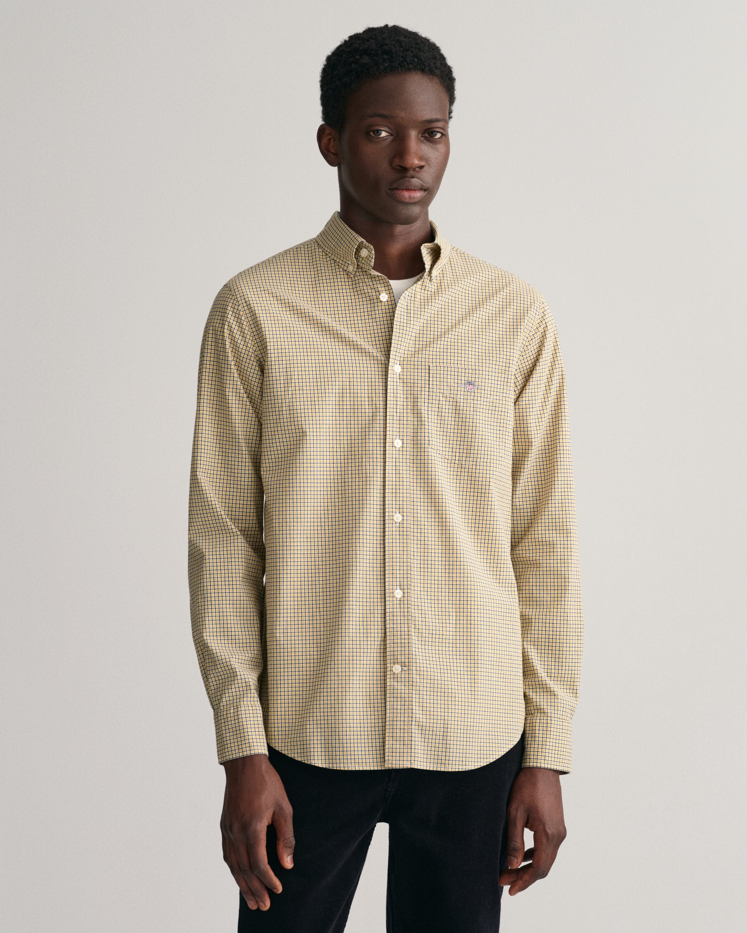 Regular Fit Micro Checked Poplin Shirt