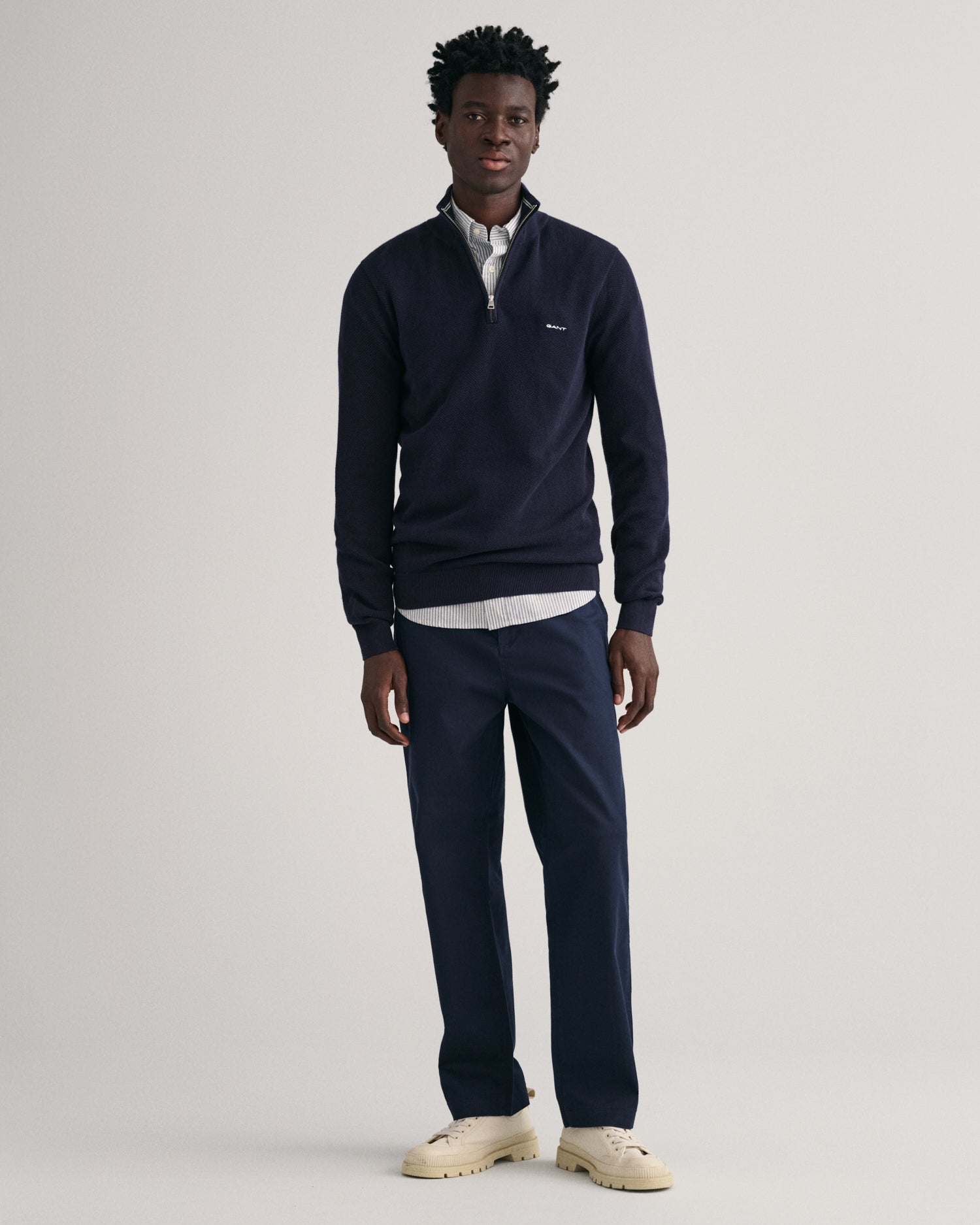 Cotton Piqué Half-Zip Sweater