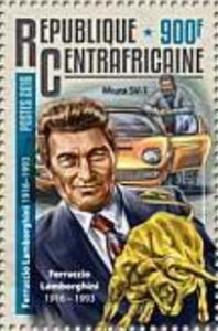 Central African Republic 2016 100th Birth Anniversary of Ferruccio Lamborghini (1916-1993) stamp