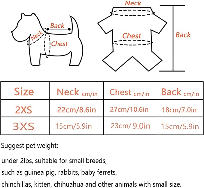Small Pet Sizing Guide