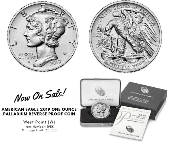 American Eagle 2019 One Ounce Palladium Reverse Proof Coin