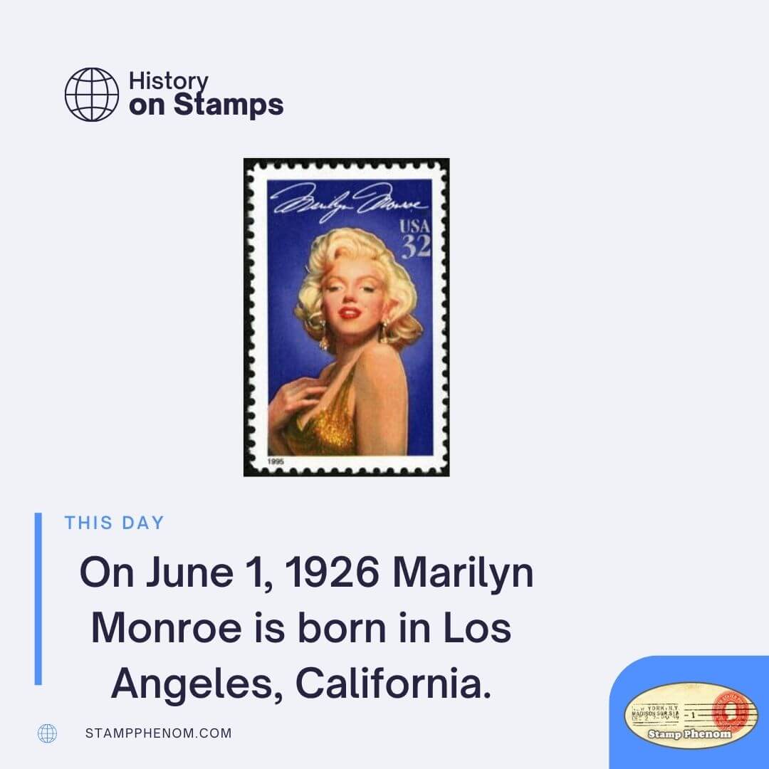 This Day on June 1 Marilyn Monroe is born in Los Angeles, California